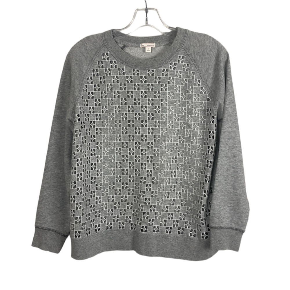 Gap Gray Cotton Crewneck Sweatshirt with Front Cut Out Design